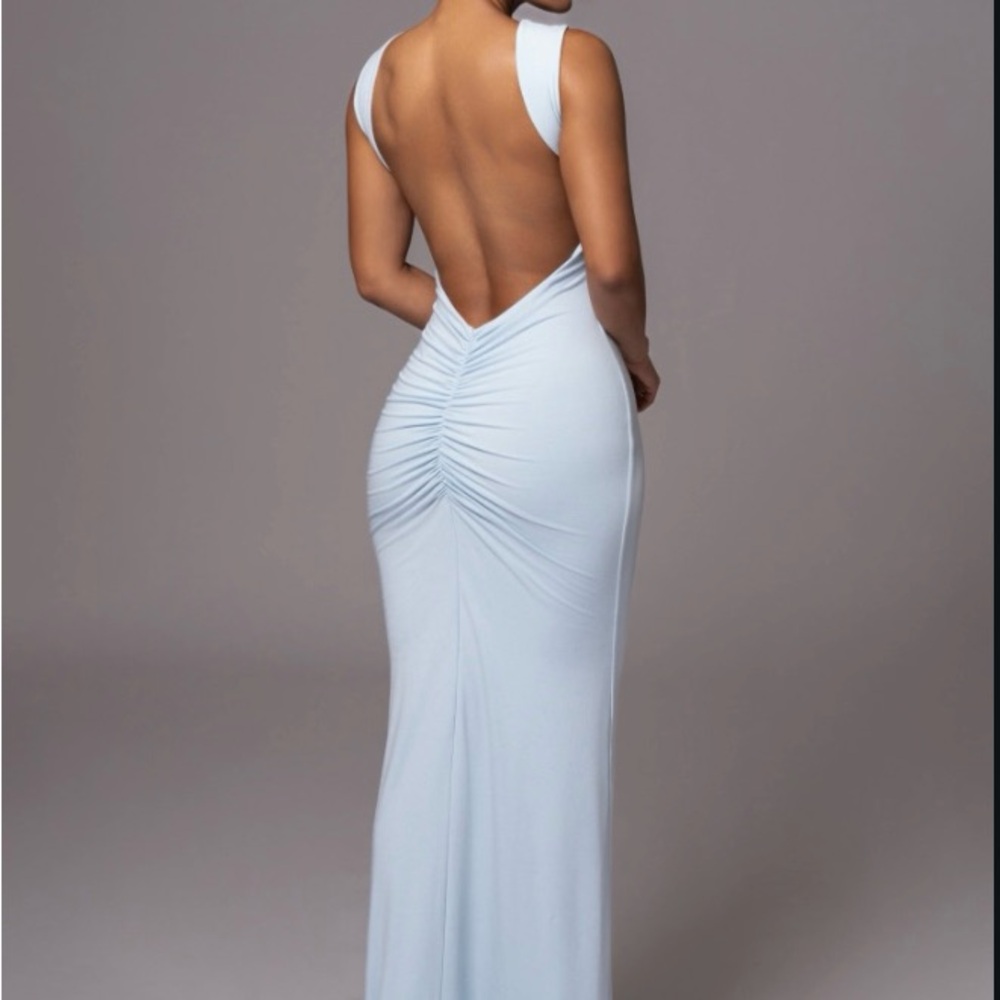 Elegant Backless Light Blue Dress